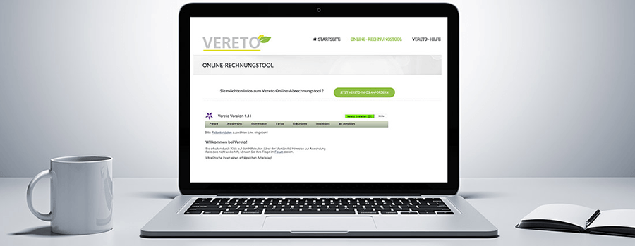 Vereto Online Abrechnung Startbildschirm